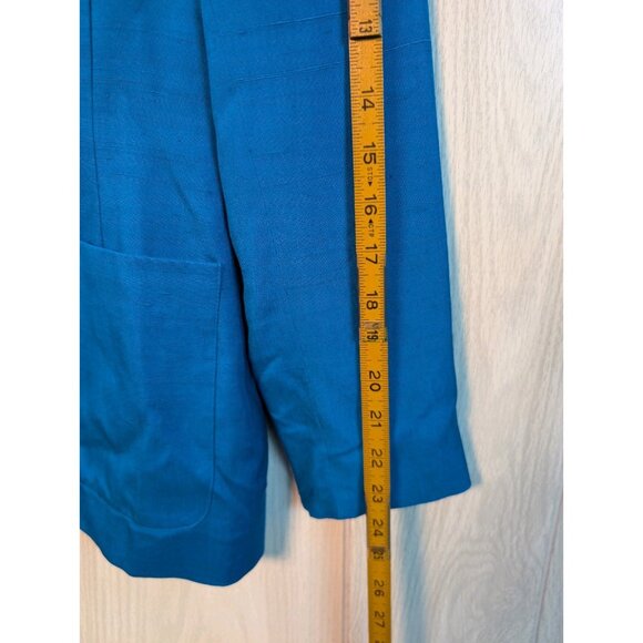 LAUREN RALPH LAUREN Blue 100% Silk Blazer Jacket Shoulder Pads 1-Button Size 6 - Picture 6 of 7
